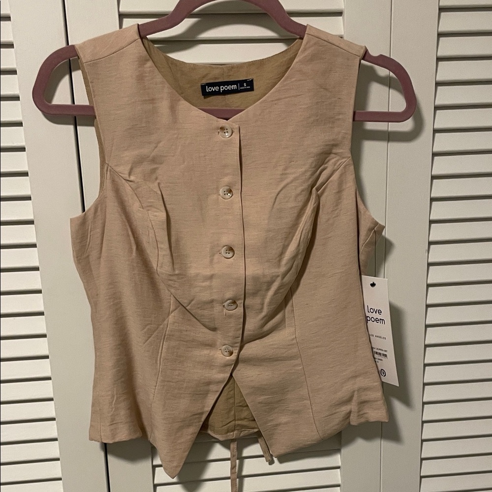 NWT Love Poem Tan Vest